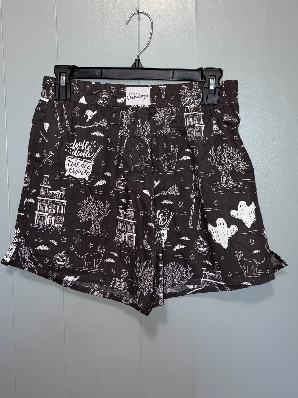 In My Sundays NWT Black Halloween Toile Boxer Short Cotton Small - Picture 2 of 8